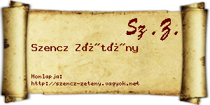 Szencz Zétény névjegykártya